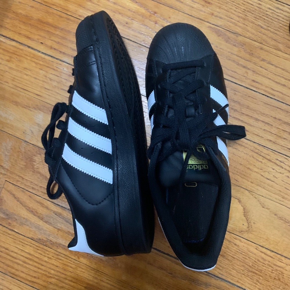 Adidas Superstars Black White & Gold